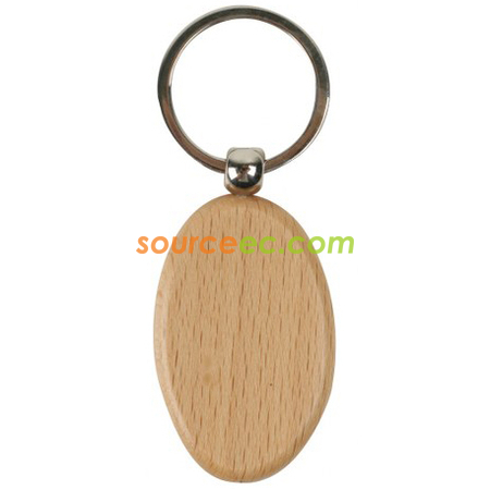Wooden Oval Keychain