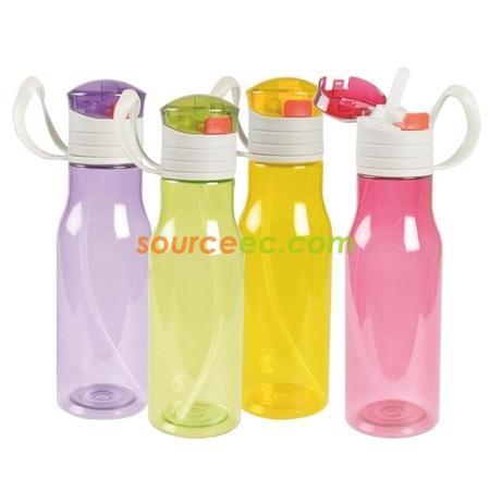 500ML Transparent PC Bottle with Straw