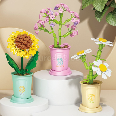 Coffee Cup Plant Series Building Blocks-The 12 Zodiac Signs' Guardian Flower Collection