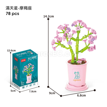 Coffee Cup Plant Series Building Blocks-The 12 Zodiac Signs' Guardian Flower Collection