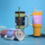 Large capacity double-layer vacuum straw thermos cup