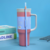 Large capacity double-layer vacuum straw thermos cup