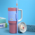 Large capacity double-layer vacuum straw thermos cup