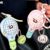 Plush toy tennis racket keychain pendant