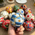Football Stress Relief Ball-shaped Button Keychain