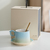  Gradient Ceramic Coffee Cup Gift Box with Wooden Handle