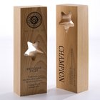 Wooden Trophy with Hollow Stars