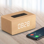 Wooden wireless bluetooth alarm clock speaker